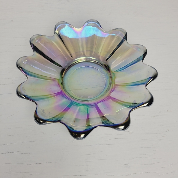 Vintage Federal Glass Smokey Purple Iridescent Carnival Glass Bon Bon Bowl - Picture 11 of 13